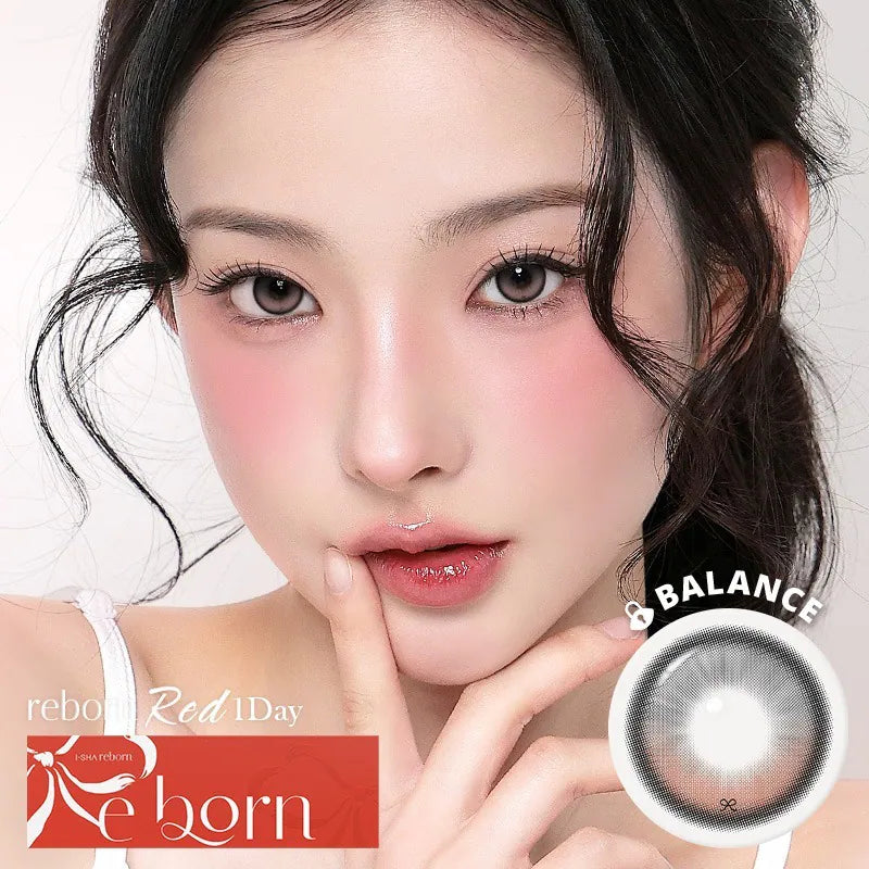 I-SHA Reborn Red 1 Day Rozy Cream｜Daily Disposable Colored Silicone Hydrogel Contact Lens｜10pcs