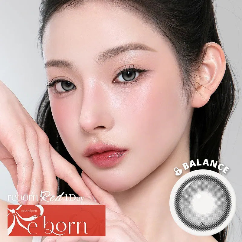I-SHA Reborn Red 1 Day Milky Gray｜Daily Disposable Colored Silicone Hydrogel Contact Lens｜10pcs
