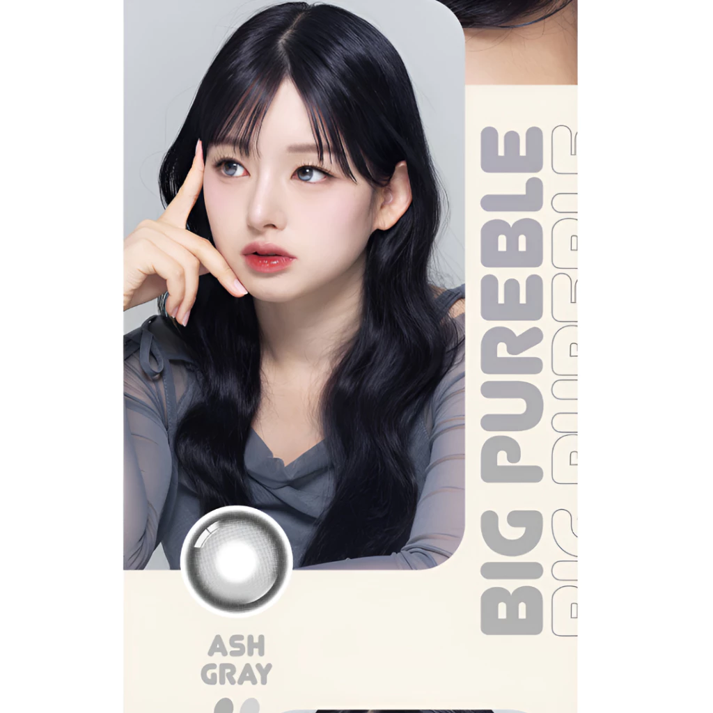 [13.8mm] Lenbling Big Pureble 1 Month Ash Gray｜Monthly Disposable Colored Contact Lens | 2pcs