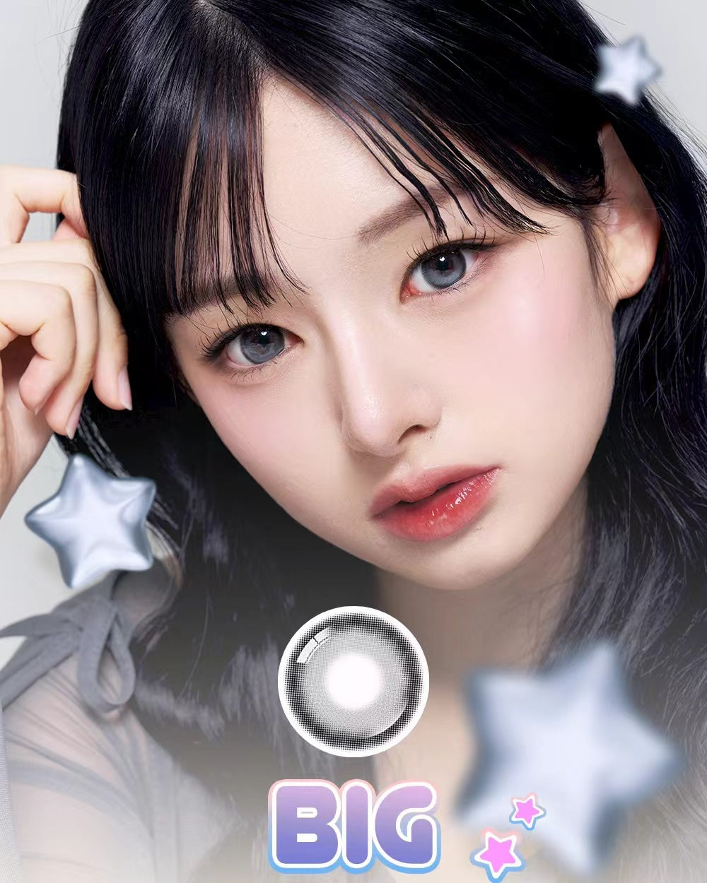 [13.8mm] Lenbling Big Pureble 1 Month Ash Gray｜Monthly Disposable Colored Contact Lens | 2pcs